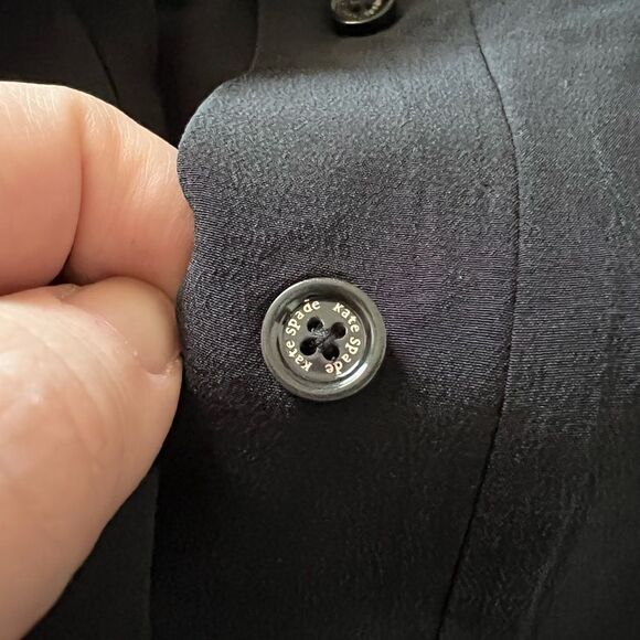 Kate Spade Rosette bow silk shift shirt dress in black 8 (no flower neck tie) - Picture 7 of 8